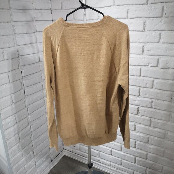 J. Crew Men's Size Large Lightweight Tan Round Neck Long Sleeves Sweater - Picture 2 of 9